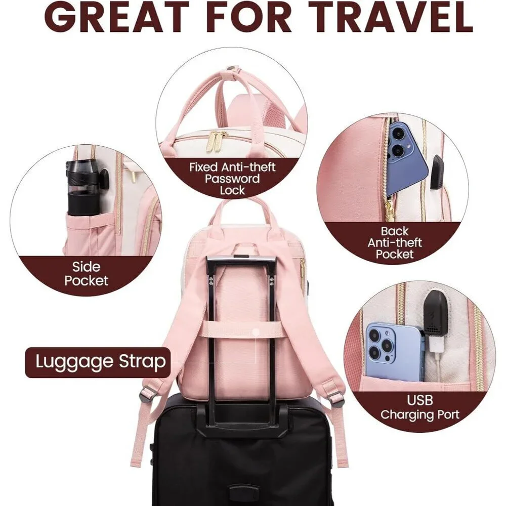 ✨Men's Pink Laptop Backpack Travel Purse Large Computer Backpack Fashion Bag
